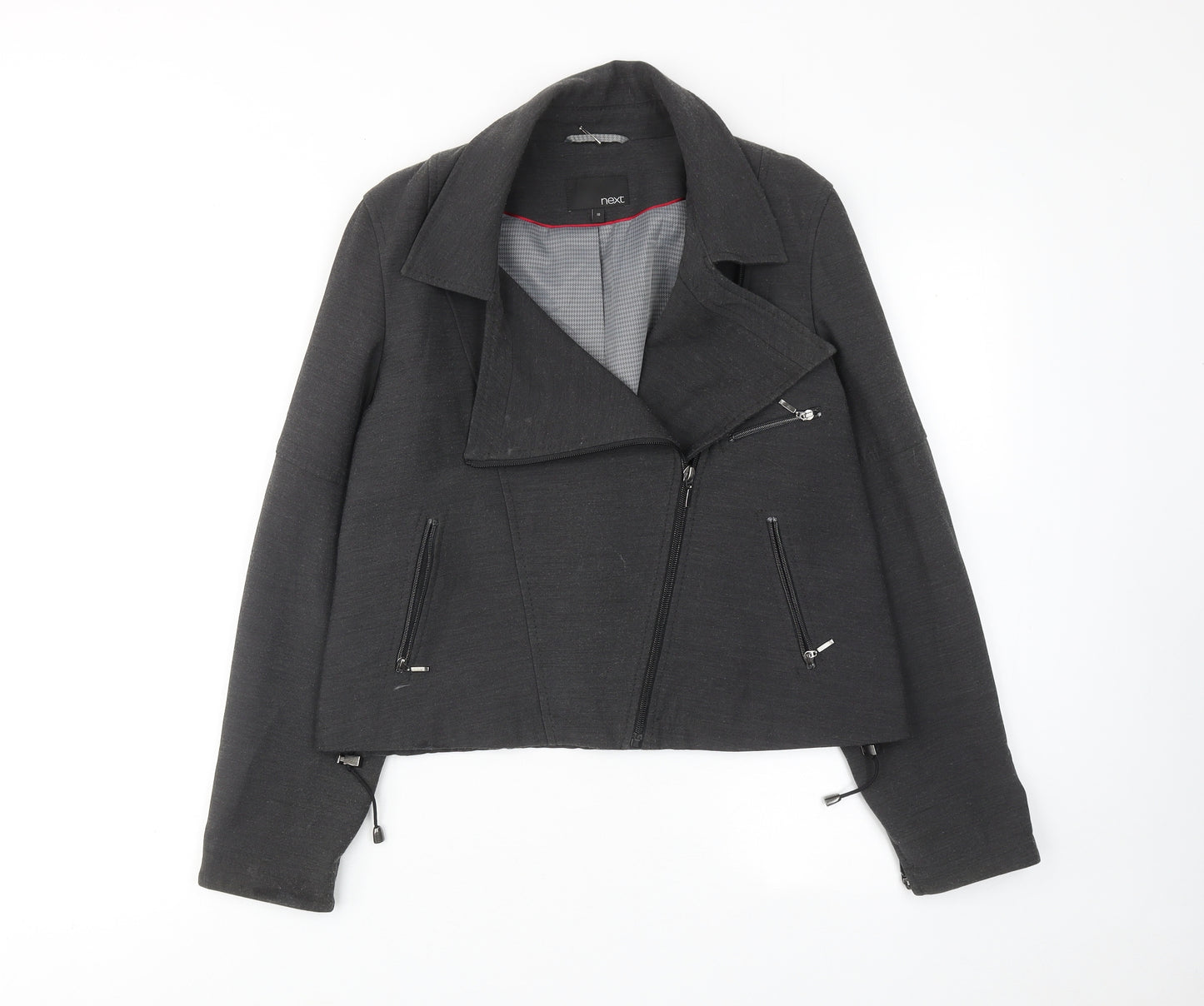NEXT Womens Grey Biker Jacket Size 10 Zip