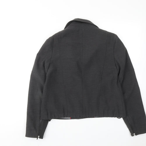 NEXT Womens Grey Biker Jacket Size 10 Zip