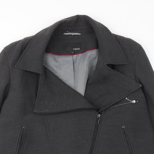 NEXT Womens Grey Biker Jacket Size 10 Zip