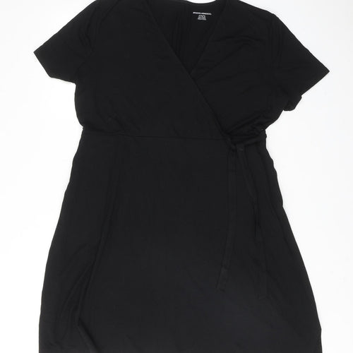 Amazon Womens Black Viscose T-Shirt Dress Size XL V-Neck Pullover