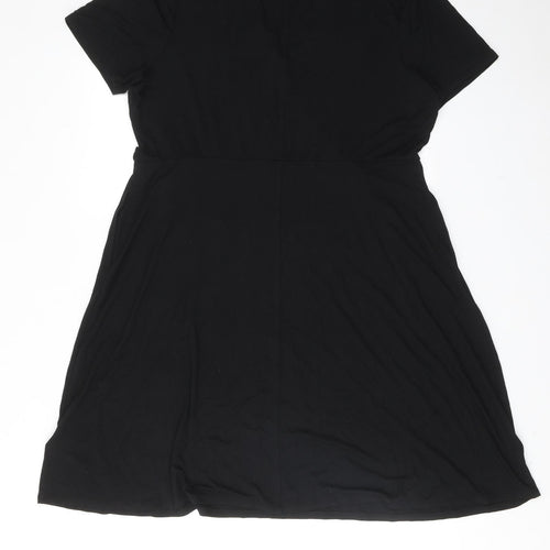 Amazon Womens Black Viscose T-Shirt Dress Size XL V-Neck Pullover