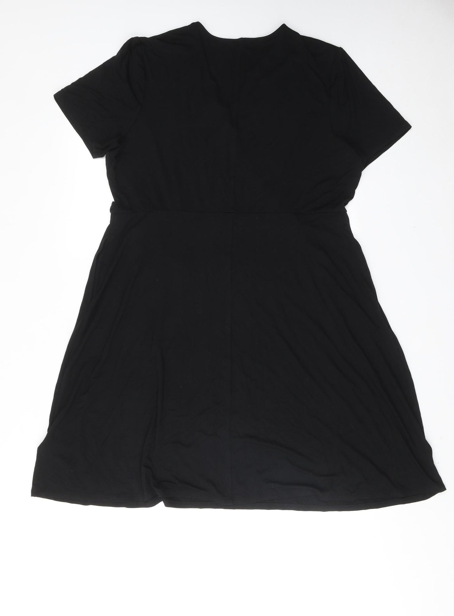 Amazon Womens Black Viscose T-Shirt Dress Size XL V-Neck Pullover