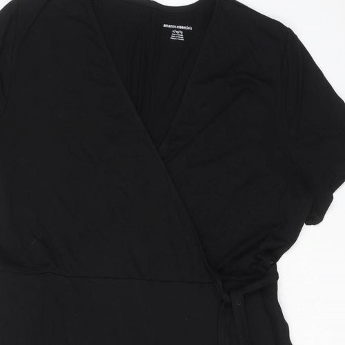 Amazon Womens Black Viscose T-Shirt Dress Size XL V-Neck Pullover