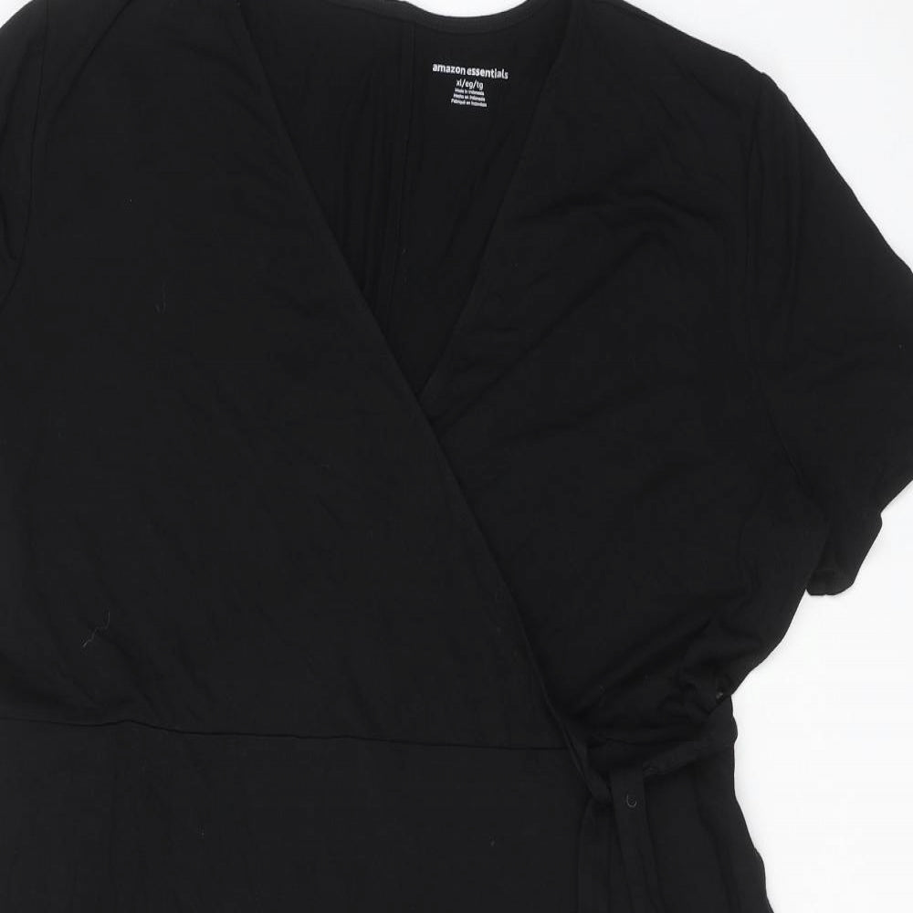 Amazon Womens Black Viscose T-Shirt Dress Size XL V-Neck Pullover