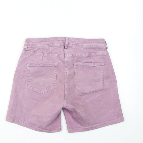 NEXT Womens Purple Cotton Boyfriend Shorts Size 8 Regular Zip - Mid rise