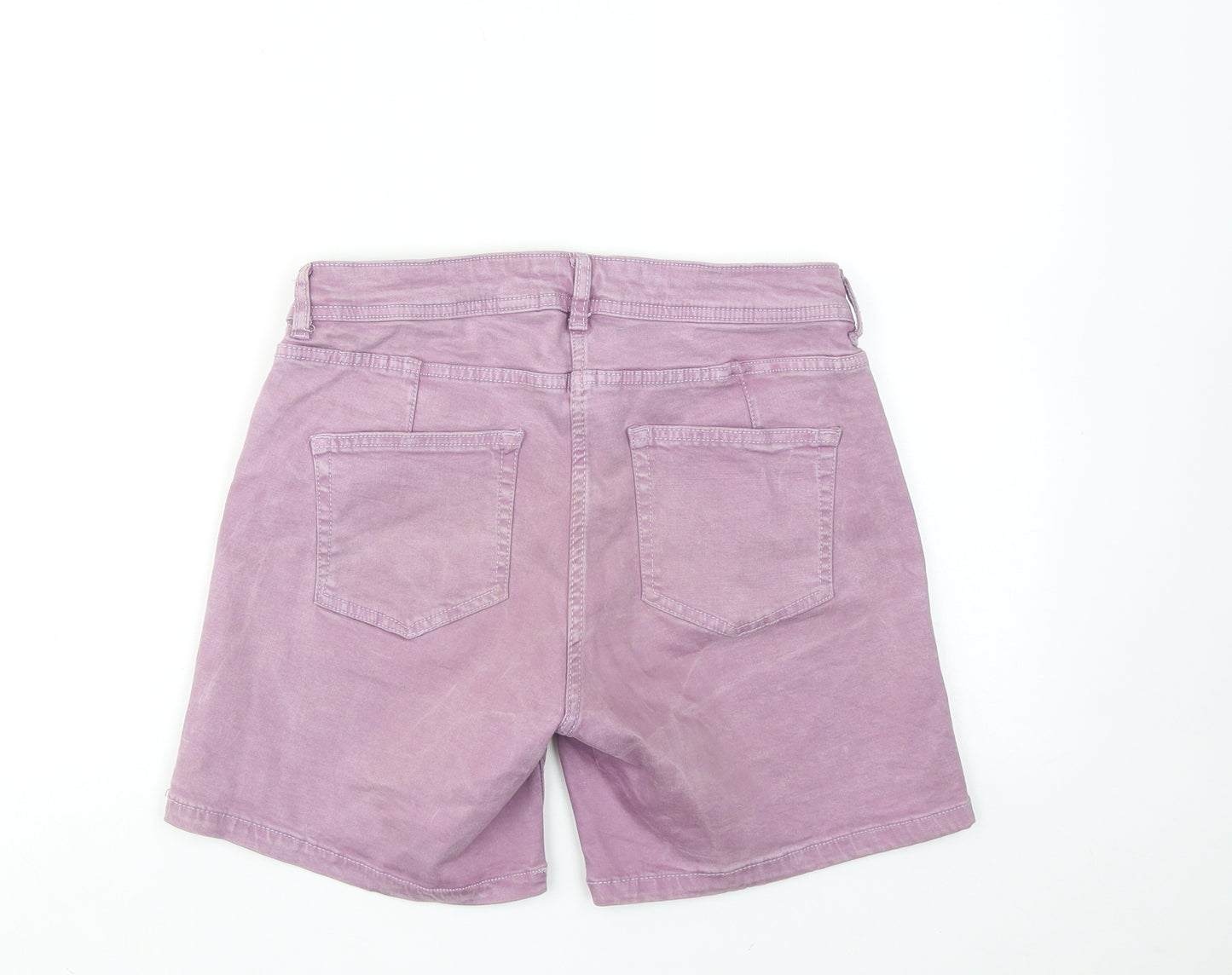 NEXT Womens Purple Cotton Boyfriend Shorts Size 8 Regular Zip - Mid rise