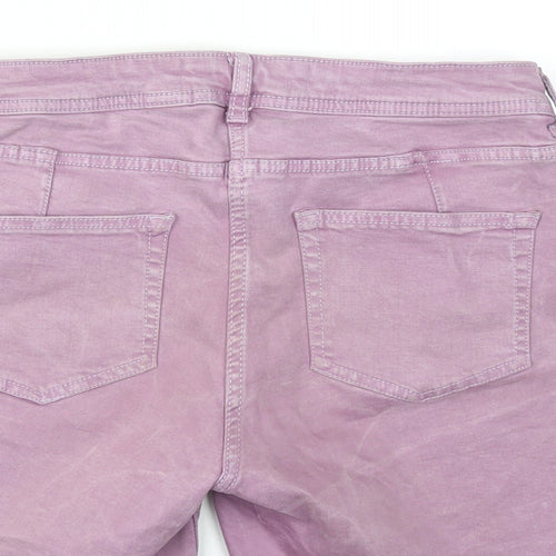 NEXT Womens Purple Cotton Boyfriend Shorts Size 8 Regular Zip - Mid rise