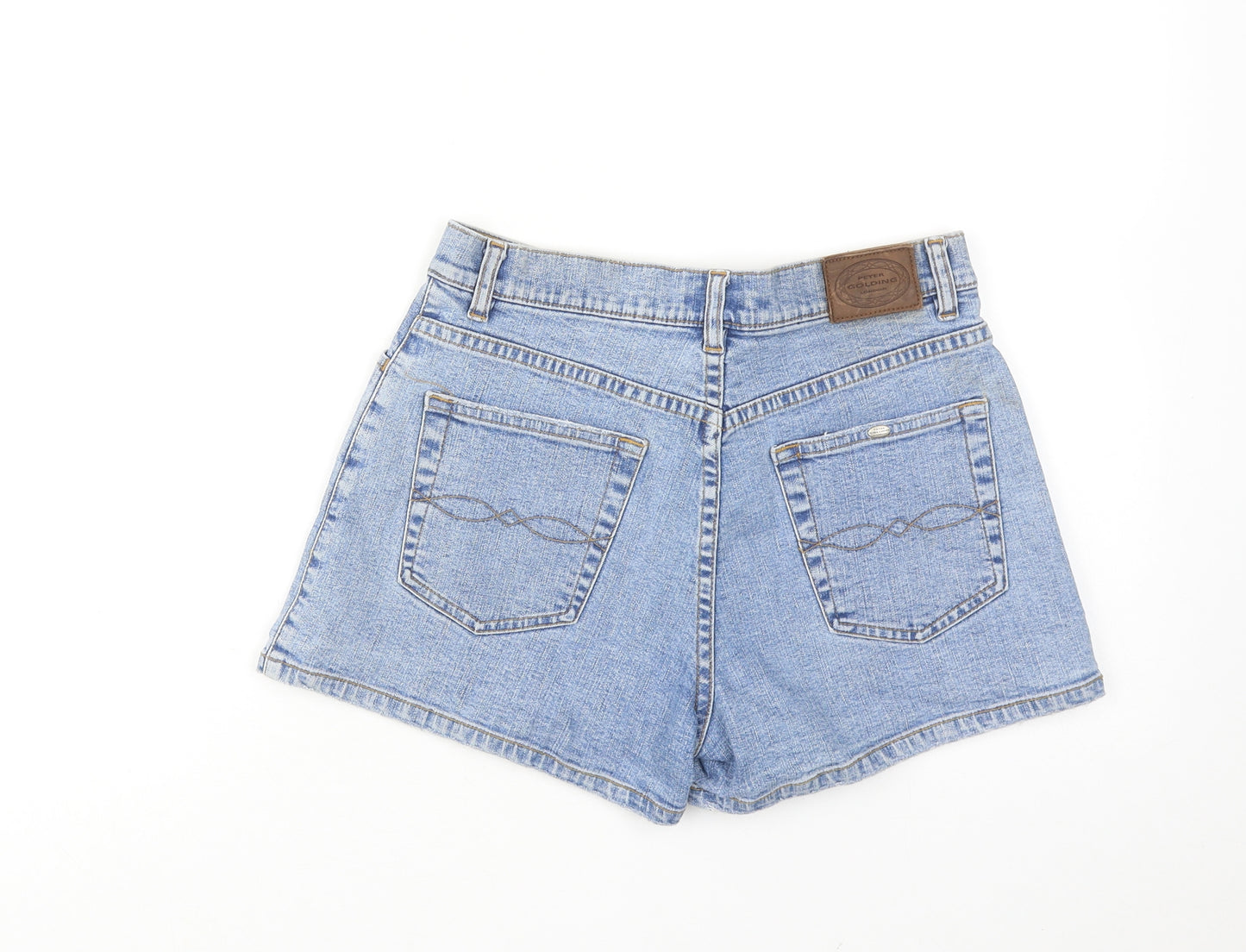 Peter Golding Womens Blue Cotton Mom Shorts Size 10 Regular Zip