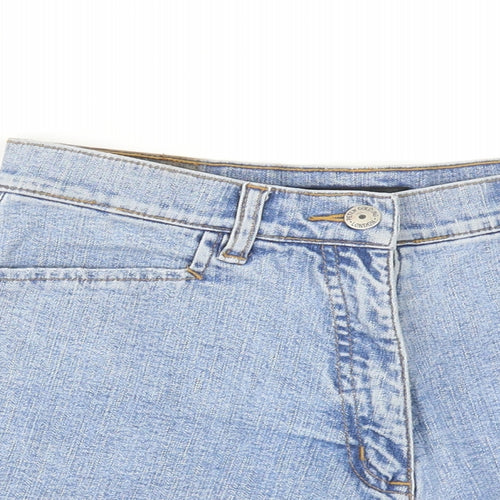 Peter Golding Womens Blue Cotton Mom Shorts Size 10 Regular Zip