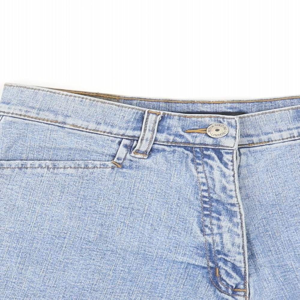 Peter Golding Womens Blue Cotton Mom Shorts Size 10 Regular Zip