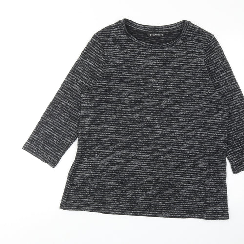 Dunnes Stores Womens Black Striped Polyester Basic Blouse Size M Round Neck