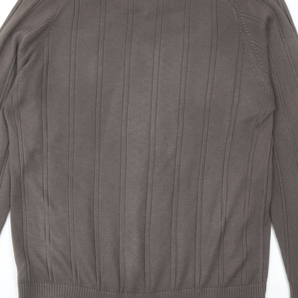 NEXT Mens Grey V-Neck Acrylic Pullover Jumper Size M Long Sleeve