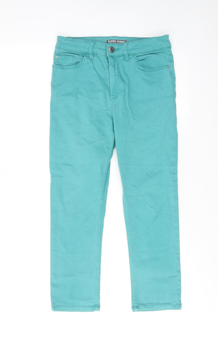 Marks and Spencer Womens Blue Cotton Skinny Jeans Size 8 Regular Zip