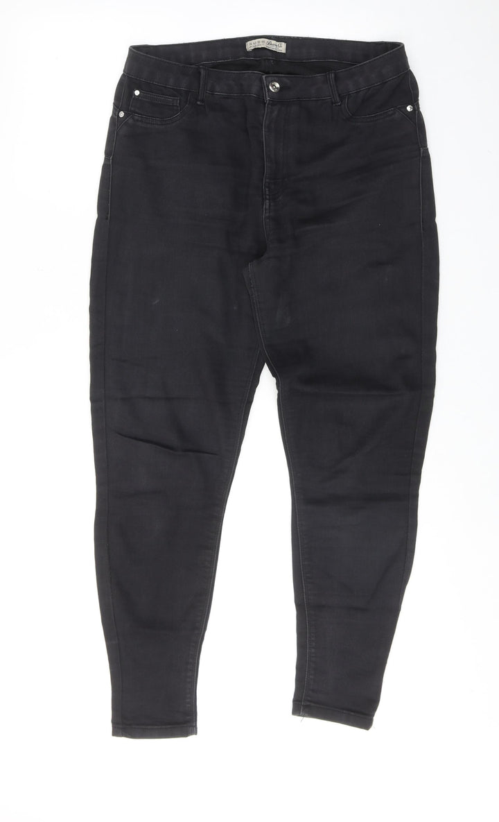 Denim & Co. Womens Black Cotton Skinny Jeans Size 14 Regular Zip