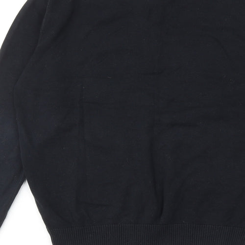 Gio-Goi Mens Black V-Neck Cotton Pullover Jumper Size M Long Sleeve