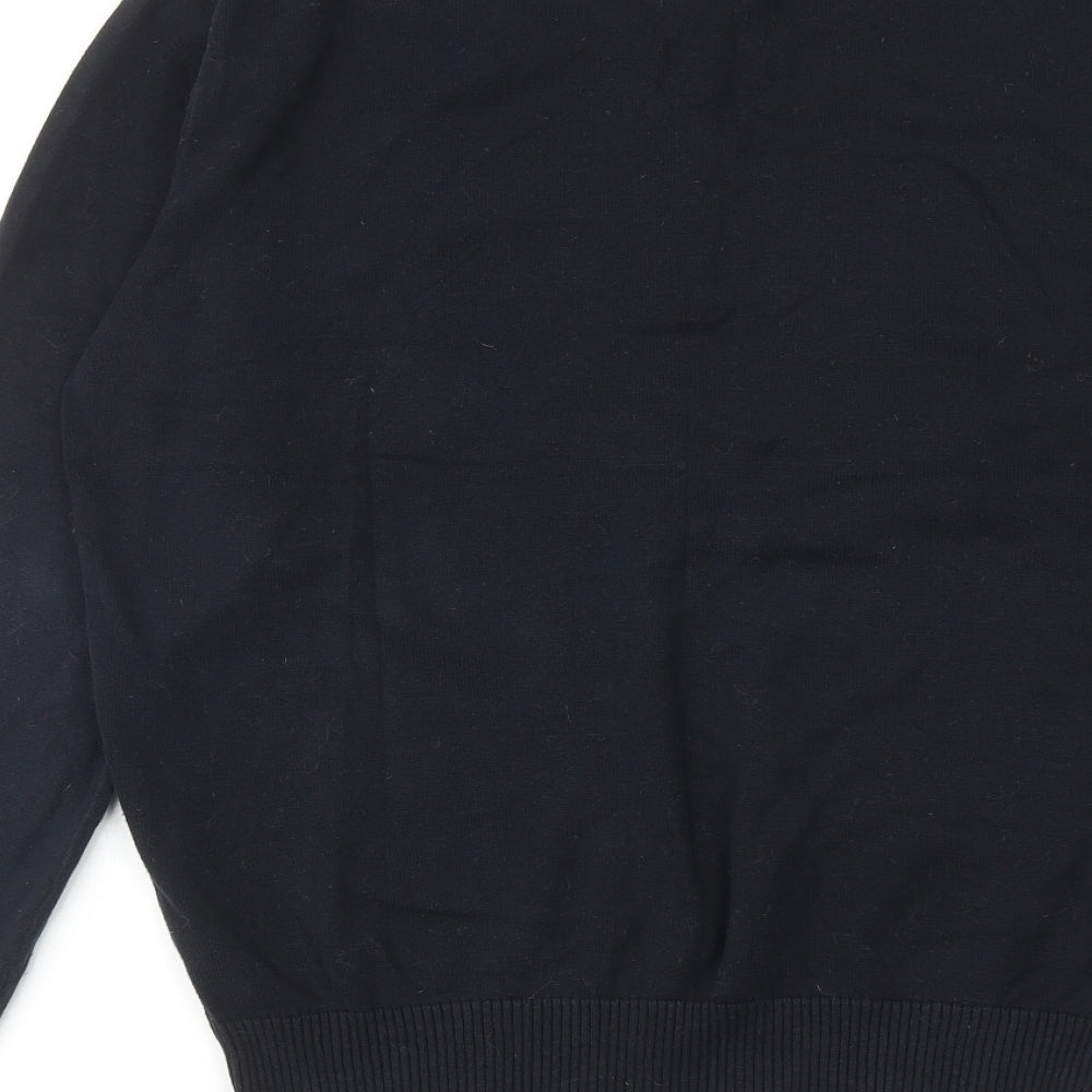 Gio-Goi Mens Black V-Neck Cotton Pullover Jumper Size M Long Sleeve