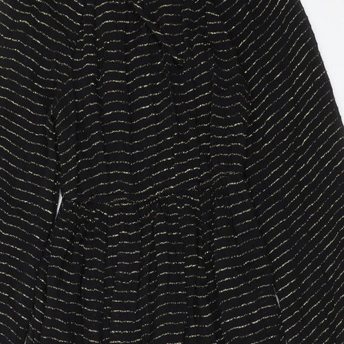 Per Una Womens Black Striped Viscose Maxi Size 8 Round Neck Tie