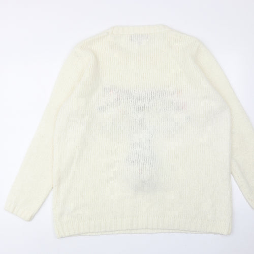 NEXT Womens Ivory Round Neck Acrylic Pullover Jumper Size 20 - Reindeer Christmas