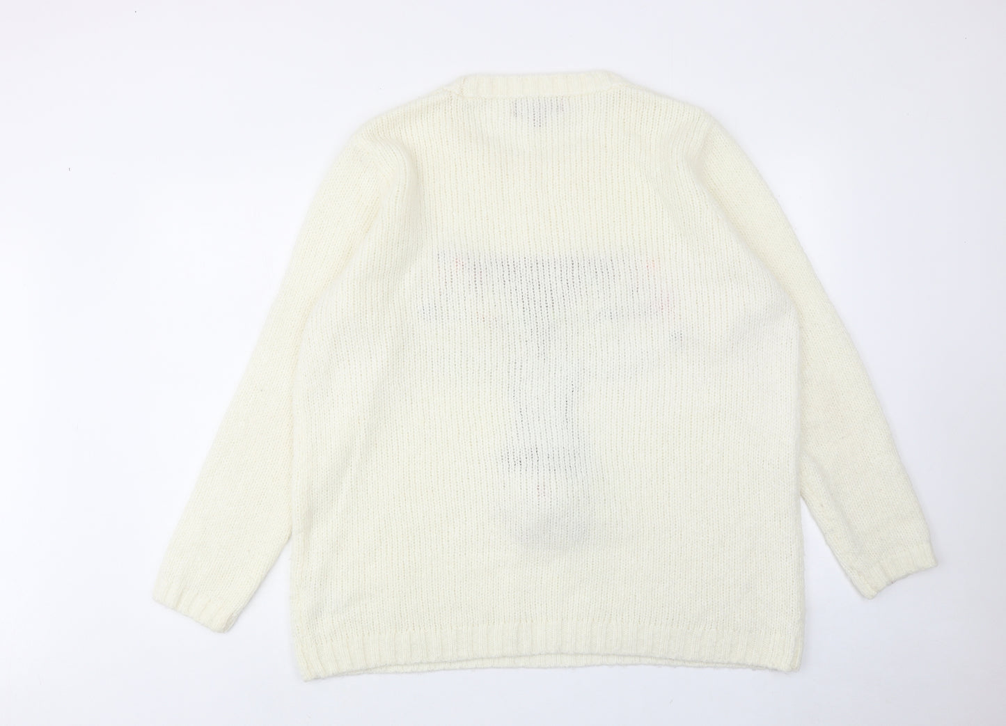 NEXT Womens Ivory Round Neck Acrylic Pullover Jumper Size 20 - Reindeer Christmas