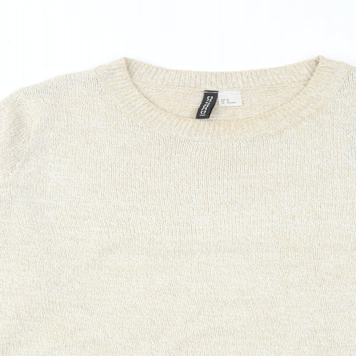 H&M Womens Beige Round Neck Acrylic Pullover Jumper Size M