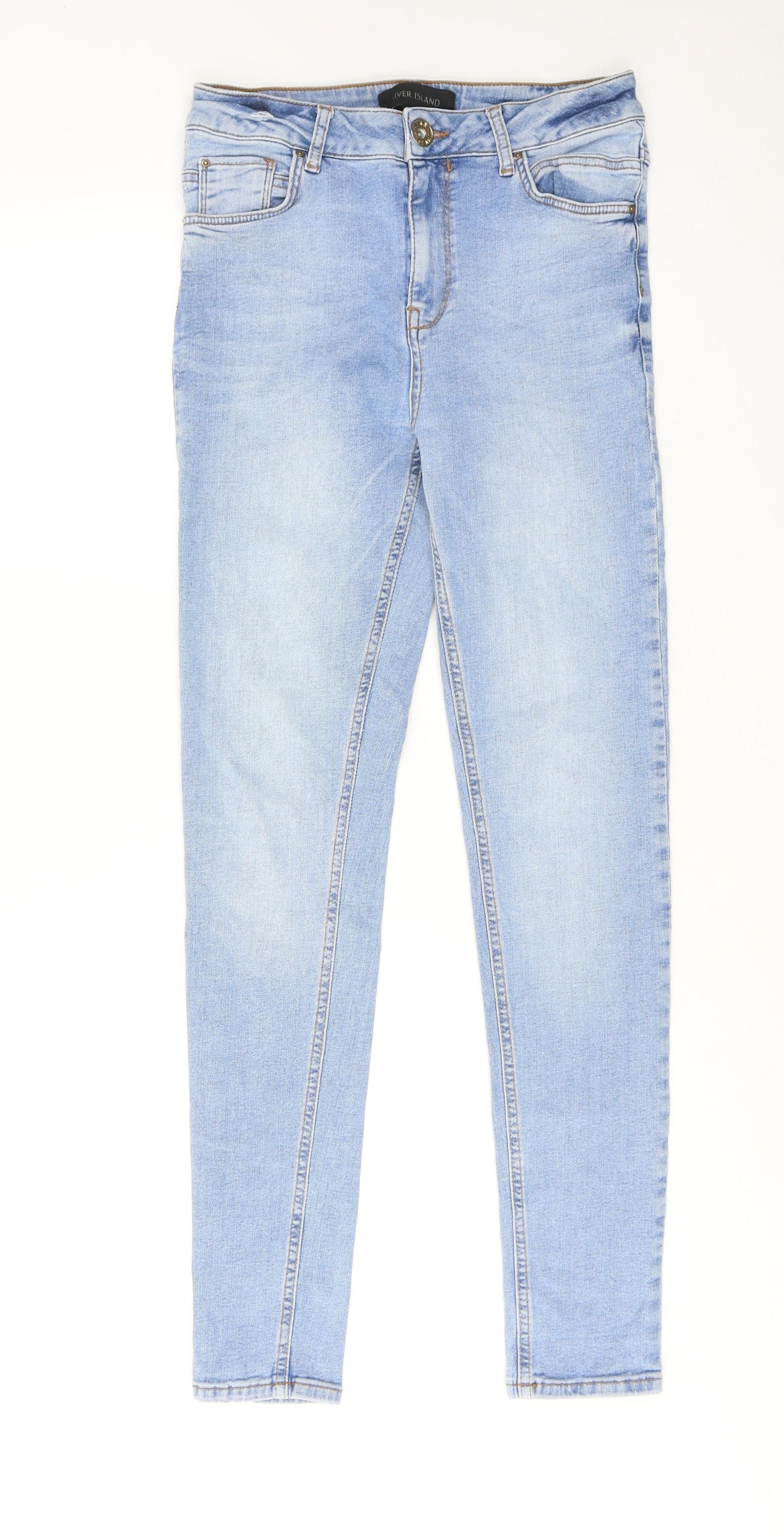 River Island Womens Blue Cotton Skinny Jeans Size 12 Regular Zip