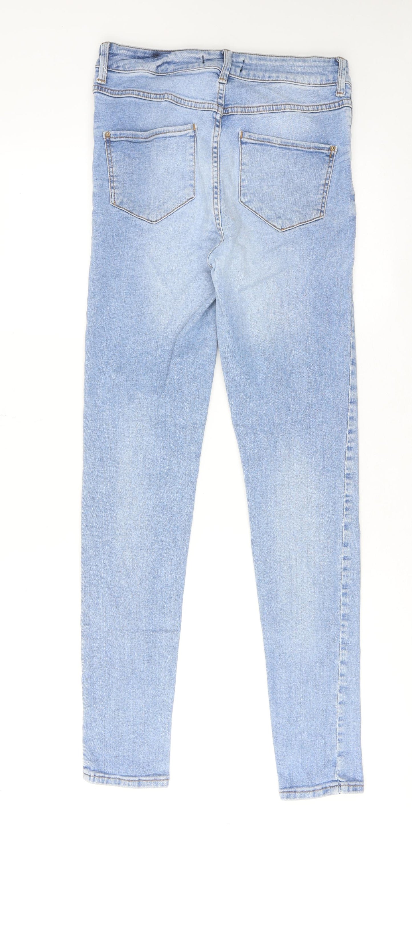 River Island Womens Blue Cotton Skinny Jeans Size 12 Regular Zip
