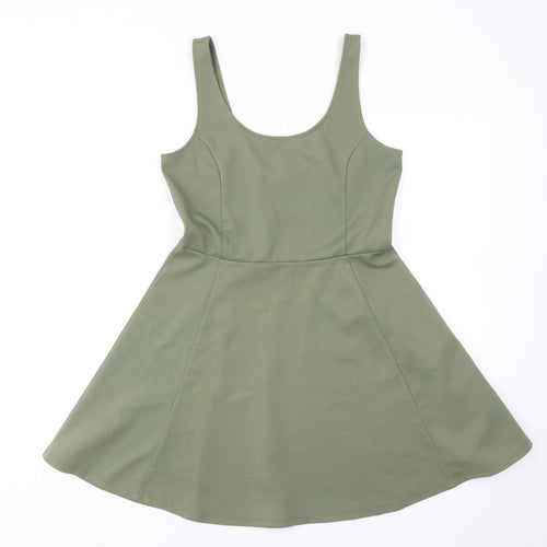H&M Womens Green Polyester Fit & Flare Size 12 Round Neck Pullover