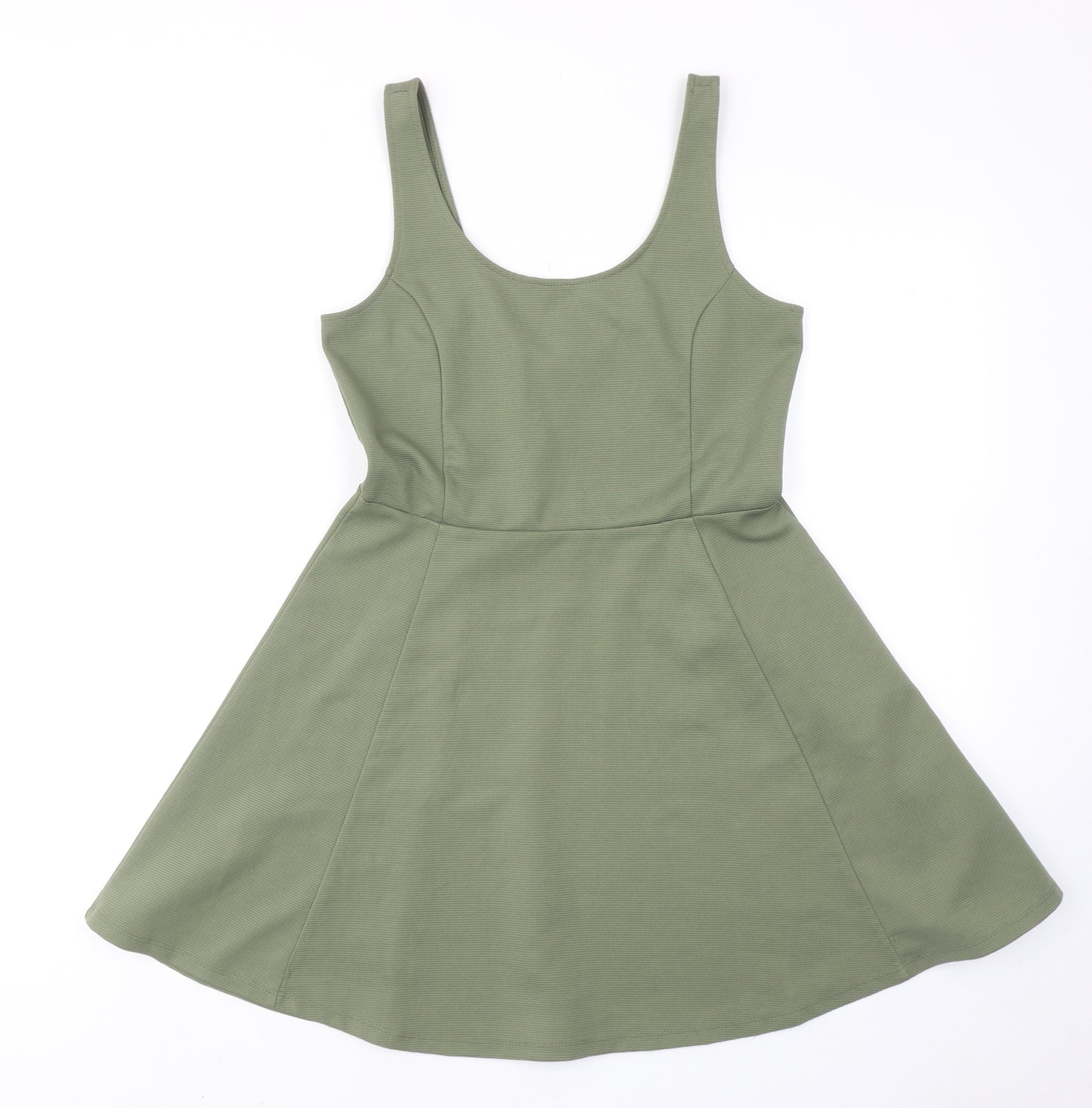 H&M Womens Green Polyester Fit & Flare Size 12 Round Neck Pullover