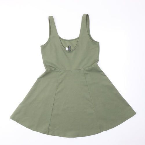 H&M Womens Green Polyester Fit & Flare Size 12 Round Neck Pullover