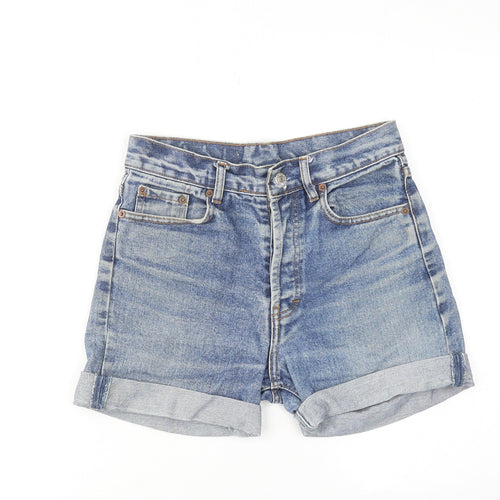 Levi's Womens Blue Cotton Hot Pants Shorts Size 30 in Regular Zip