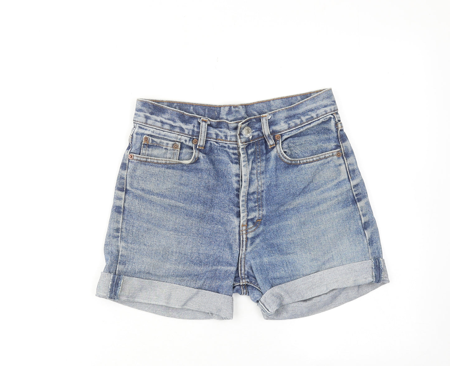 Levi's Womens Blue Cotton Hot Pants Shorts Size 30 in Regular Zip