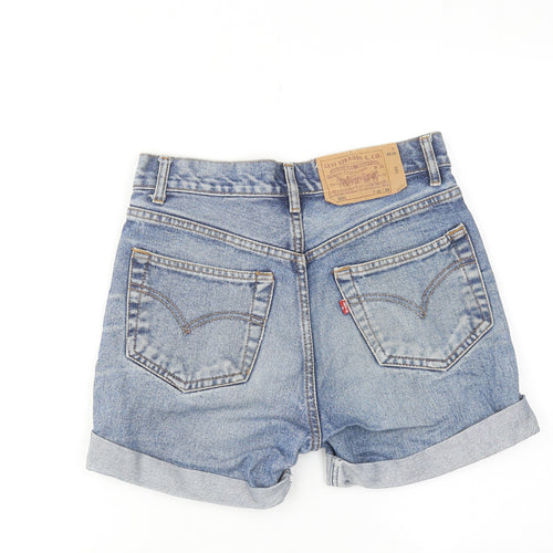 Levi's Womens Blue Cotton Hot Pants Shorts Size 30 in Regular Zip