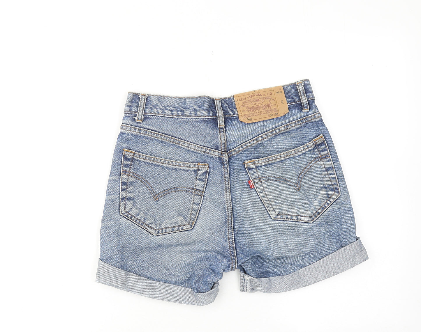 Levi's Womens Blue Cotton Hot Pants Shorts Size 30 in Regular Zip