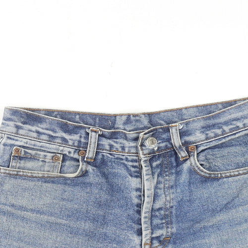 Levi's Womens Blue Cotton Hot Pants Shorts Size 30 in Regular Zip