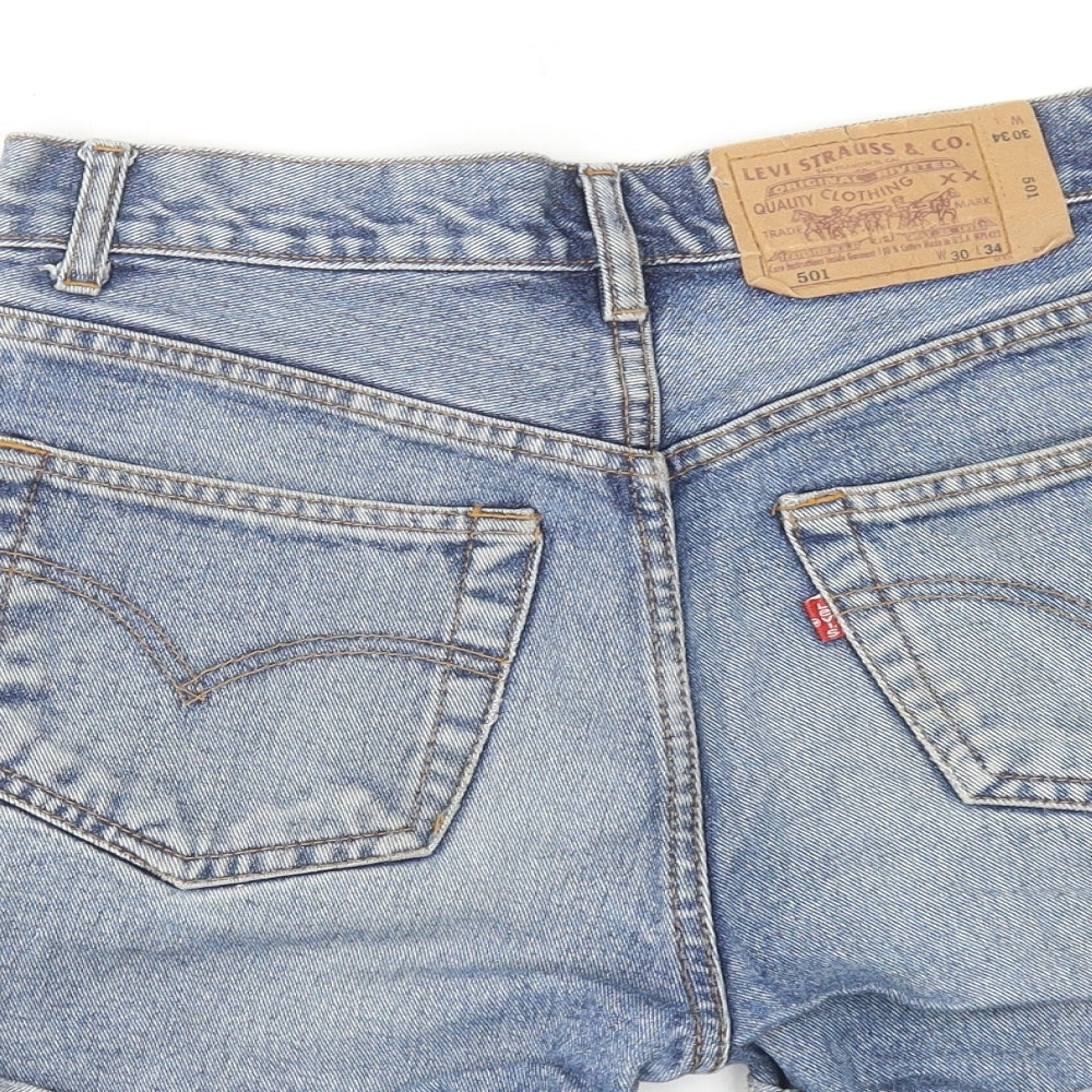 Levi's Womens Blue Cotton Hot Pants Shorts Size 30 in Regular Zip