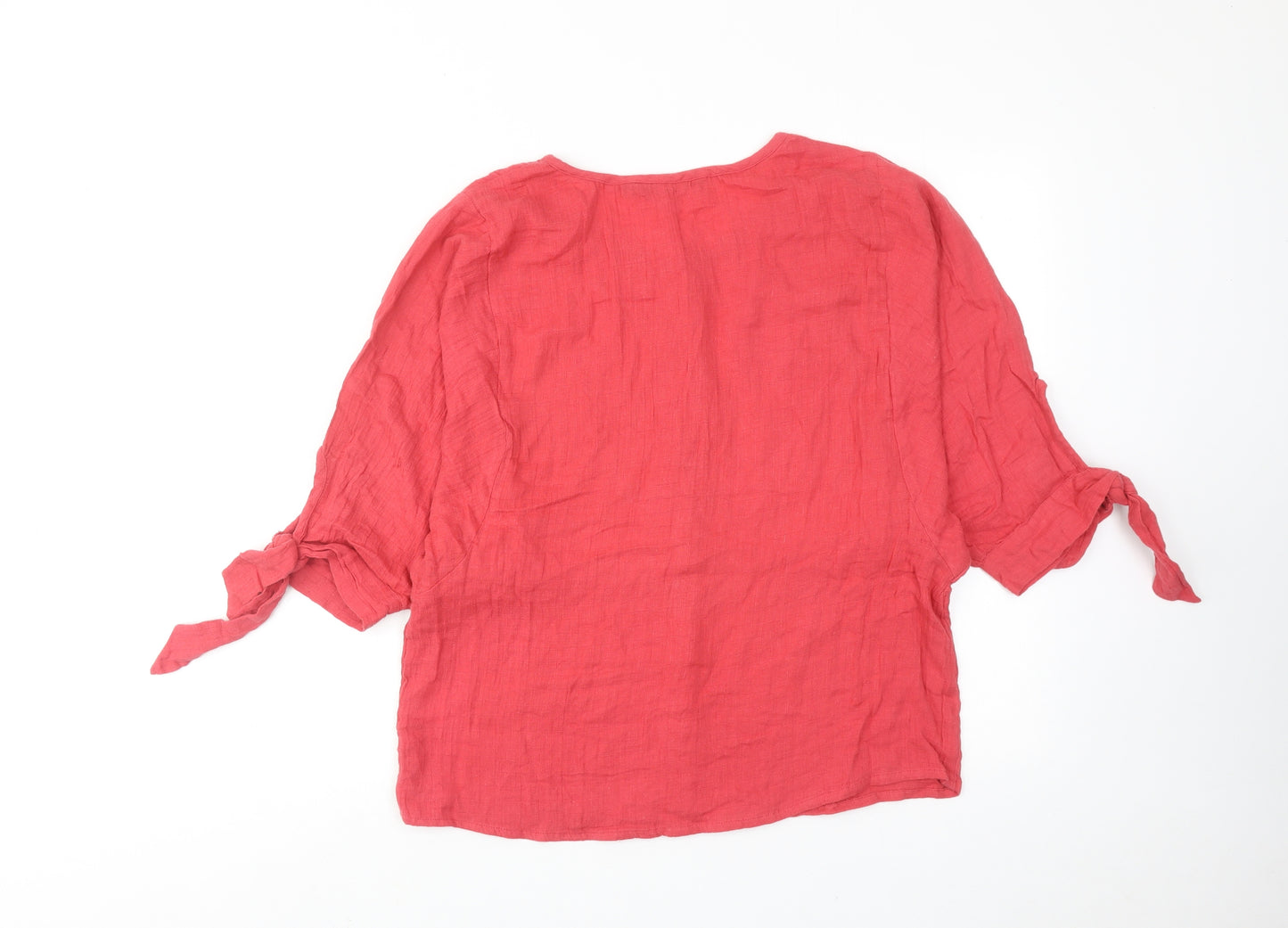 Fig Womens Pink Cotton Basic Button-Up Size M Round Neck