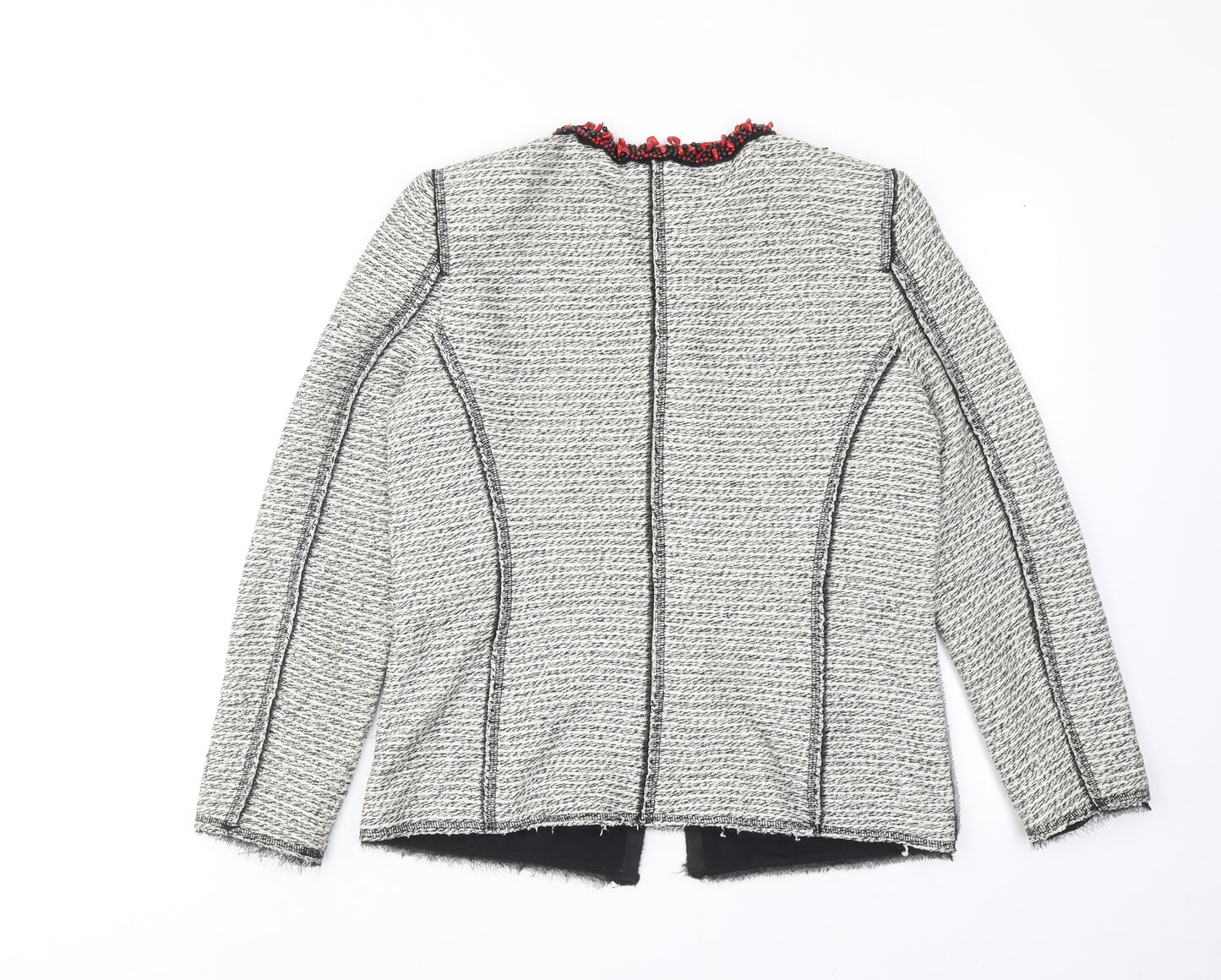 Zara Womens Grey Geometric Jacket Size XL Hook & Eye