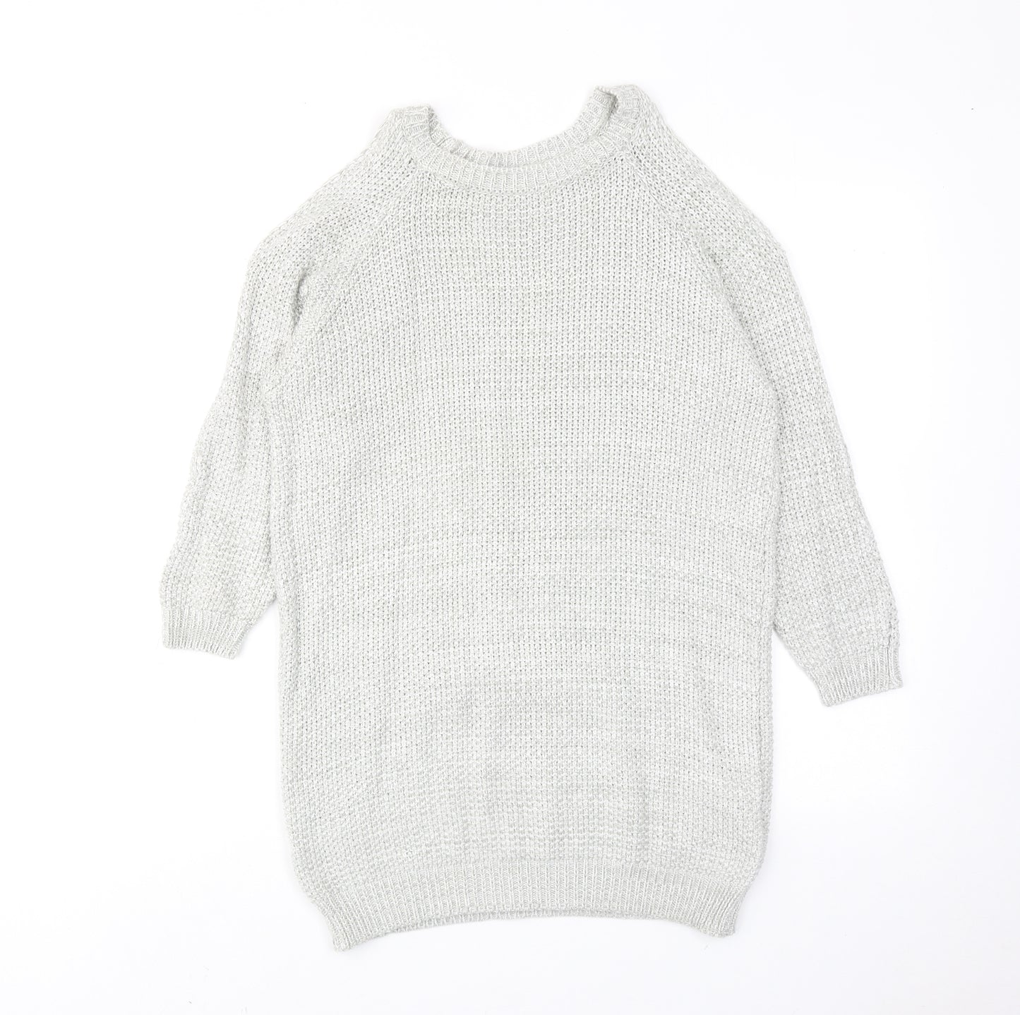 Bershka Womens Grey Round Neck Cotton Pullover Jumper Size XS