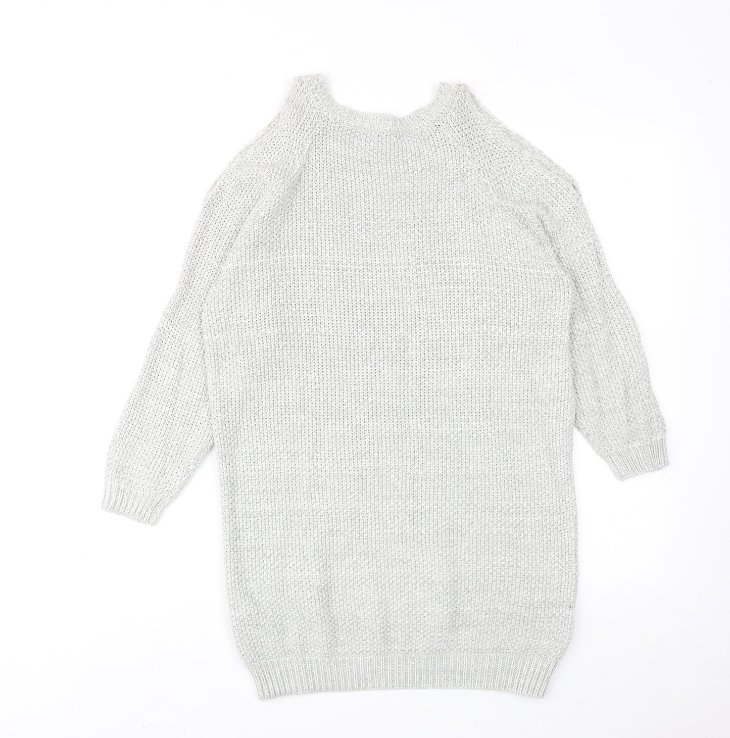 Bershka Womens Grey Round Neck Cotton Pullover Jumper Size XS