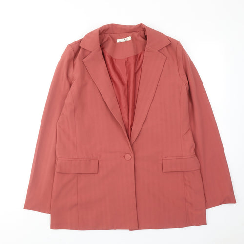 Cerise Blue Womens Pink Polyester Jacket Suit Jacket Size L