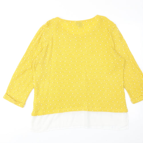 Izabel London Womens Yellow Round Neck Polka Dot Acrylic Pullover Jumper Size 14