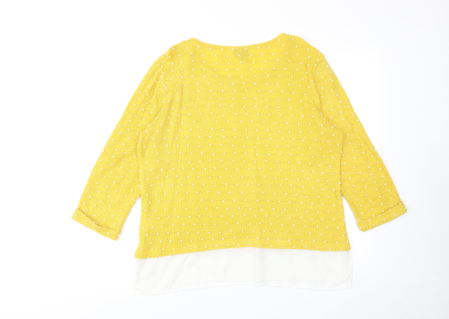 Izabel London Womens Yellow Round Neck Polka Dot Acrylic Pullover Jumper Size 14