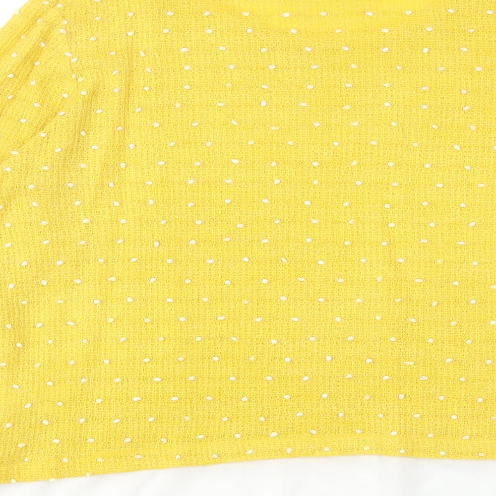 Izabel London Womens Yellow Round Neck Polka Dot Acrylic Pullover Jumper Size 14