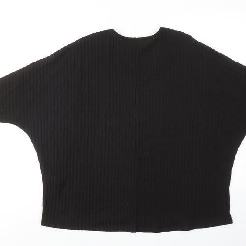 New Look Womens Black Polyester Basic Blouse Size S V-Neck