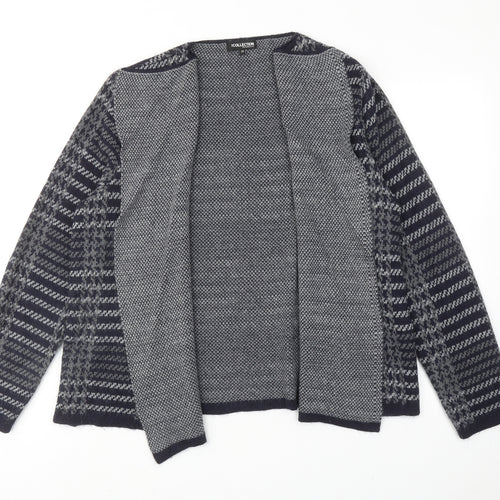 Debenhams Womens Grey V-Neck Plaid Acrylic Cardigan Jumper Size 20