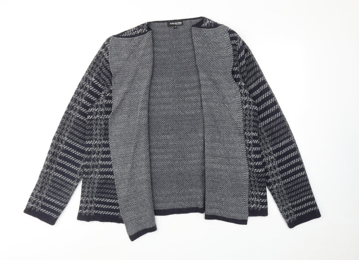 Debenhams Womens Grey V-Neck Plaid Acrylic Cardigan Jumper Size 20