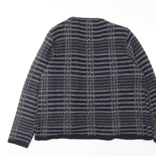 Debenhams Womens Grey V-Neck Plaid Acrylic Cardigan Jumper Size 20