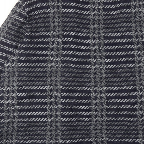Debenhams Womens Grey V-Neck Plaid Acrylic Cardigan Jumper Size 20