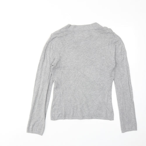 Zara Womens Grey V-Neck Viscose Cardigan Jumper Size M