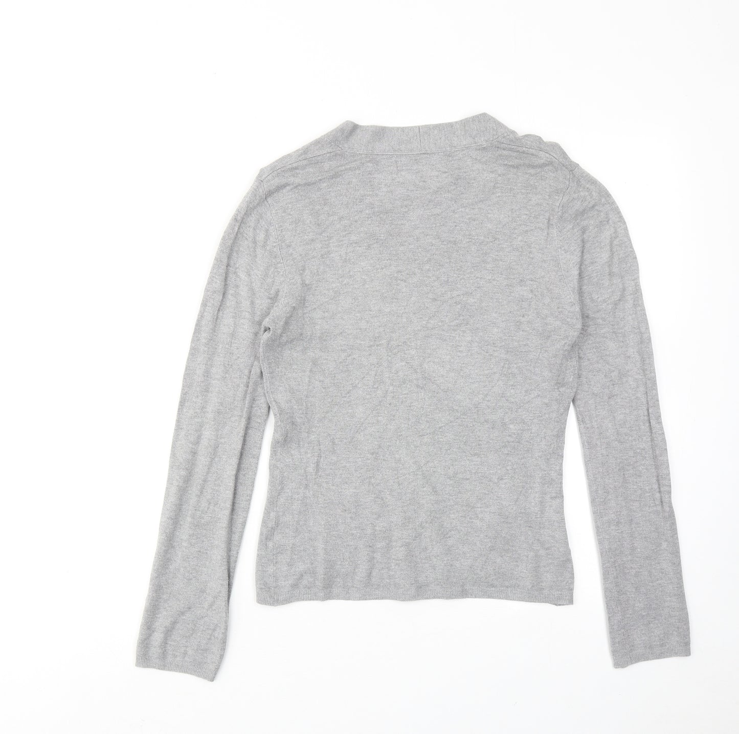 Zara Womens Grey V-Neck Viscose Cardigan Jumper Size M
